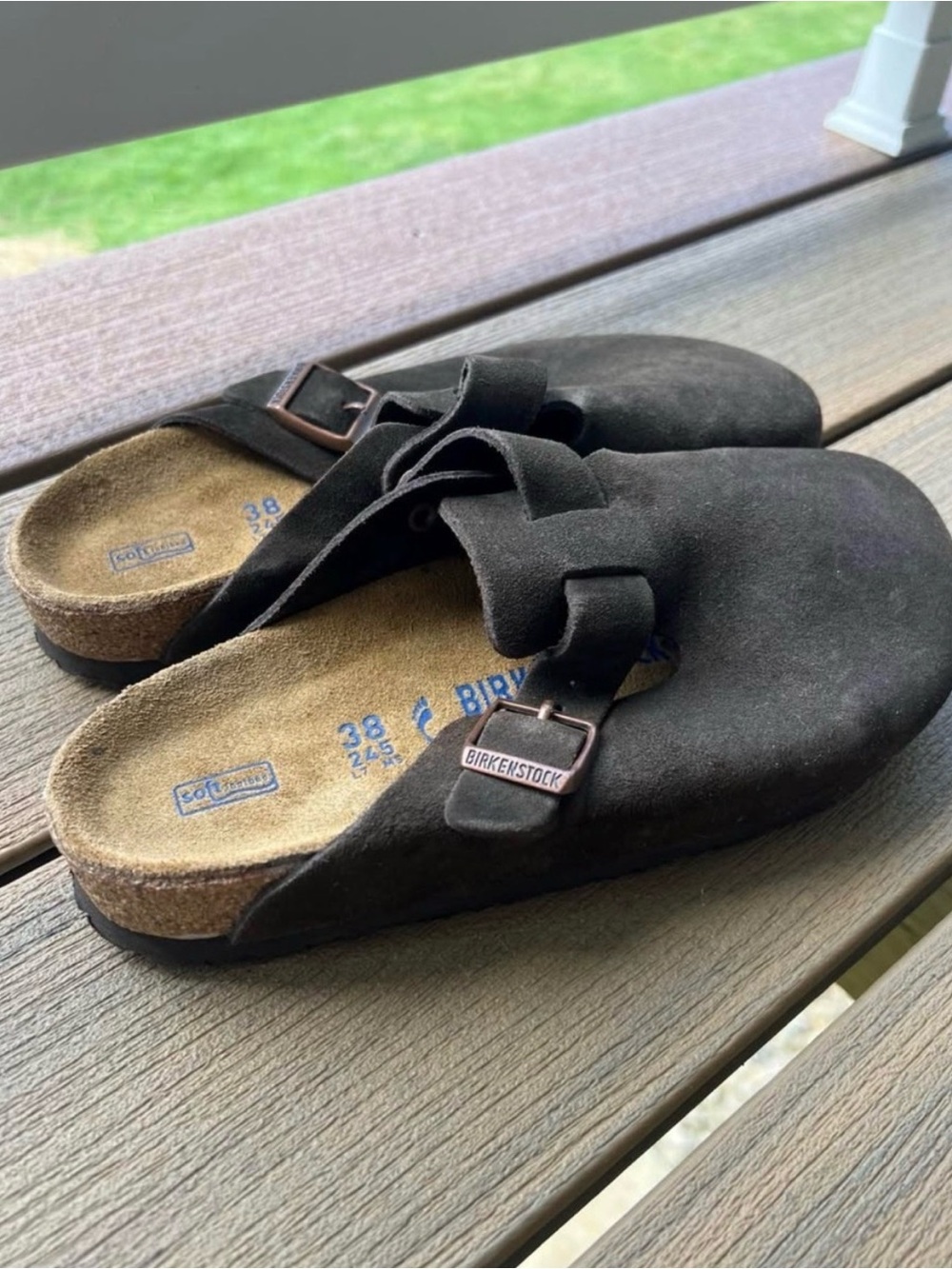 Birkenstock Black Suede Boston Clogs